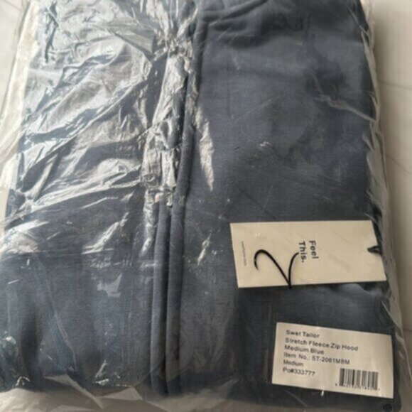 NWT Swet Tailor Men's Blue Stretch Fleece Zip Hoodie Size Medium - Picture 5 of 6